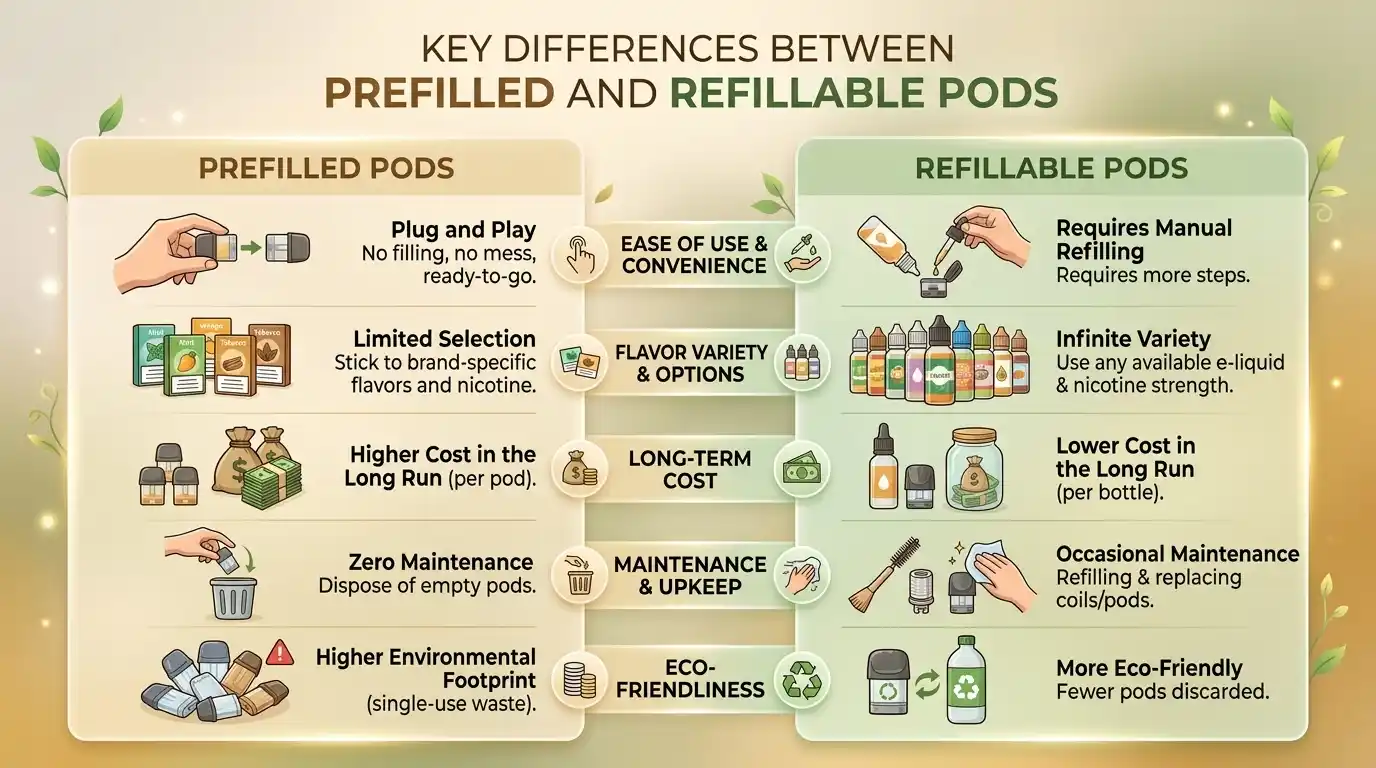 Key Differences Between Prefilled and Refillable Pods