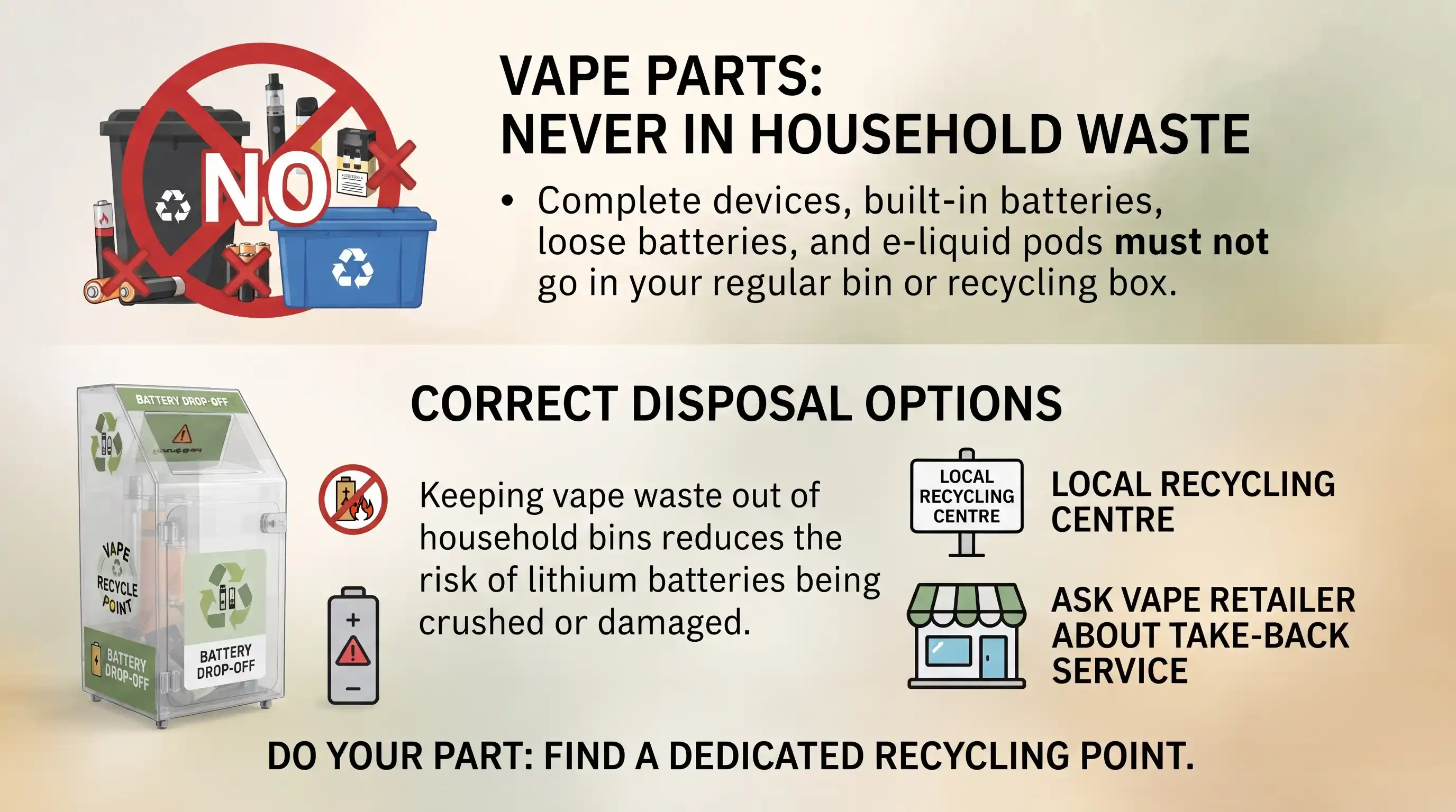 Vape Parts, You Should Never Put in Household Waste or Kerbside Recycling
